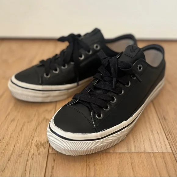 John Varvatos Vulc Laceless Black Leather Sneakers